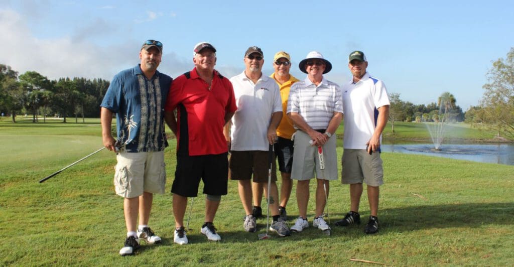 Bruce Gilde, Timmy Hough, Mike Lee, Jason Lowe, Jason Williams and Michael Sparks on golf course