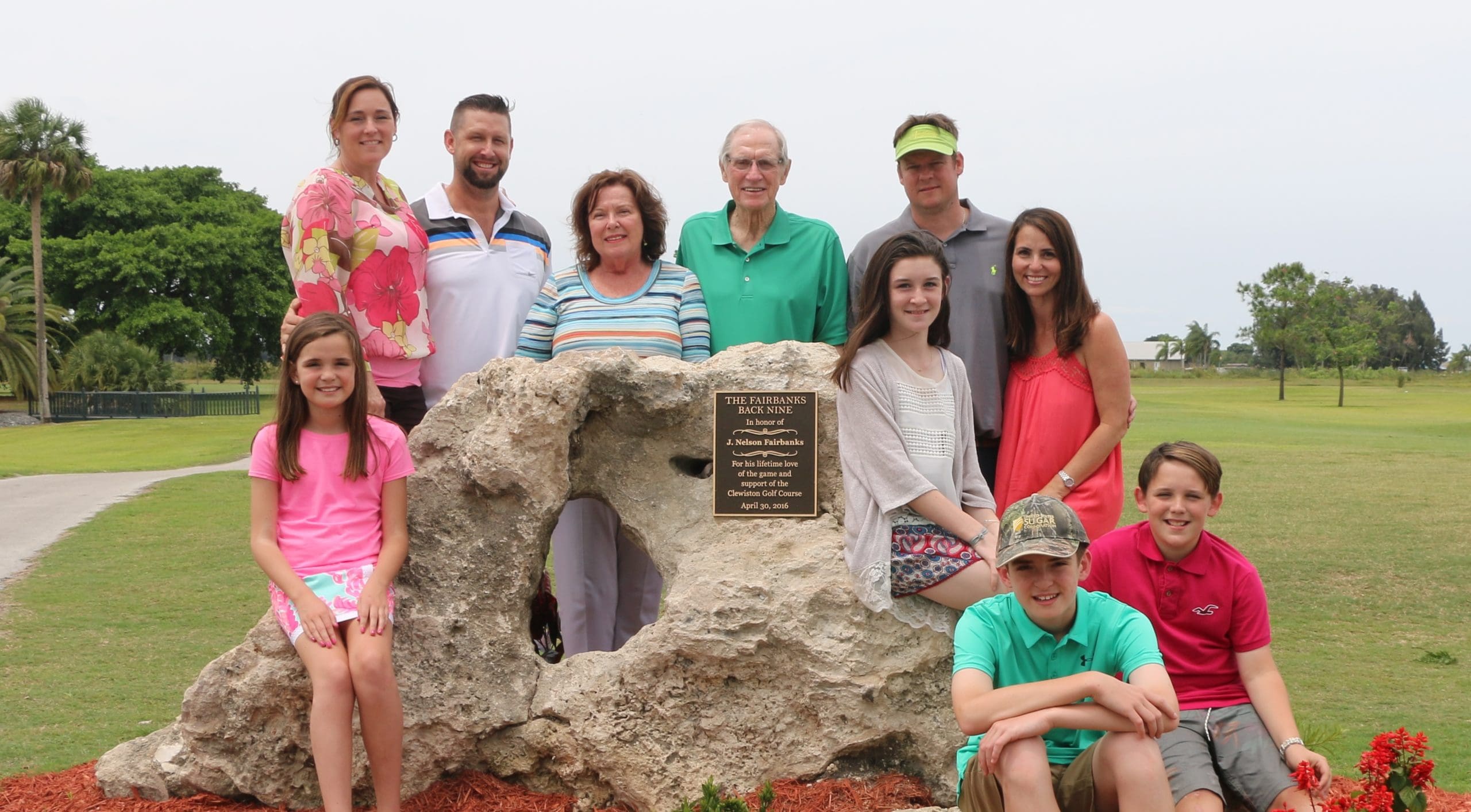 The J. Nelson Fairbanks family is shown here when the Fairbanks Back Nine was dedicated at the 2016 tournament.