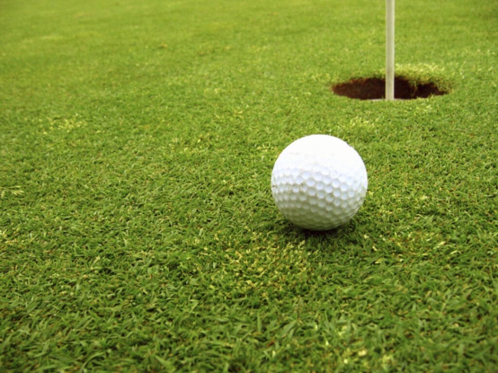 Golf ball on green